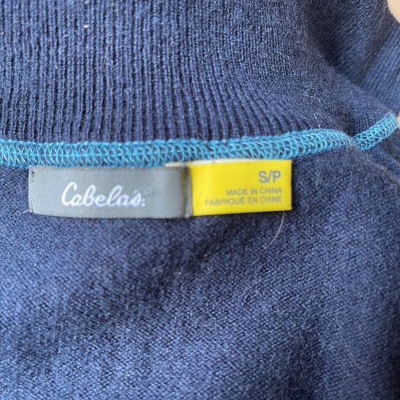 Cabala's Sweater Wool Blend 1/4 zip Cardigan. Blue, Small, Long Sleeve.  NWOT! - Picture 7 of 9
